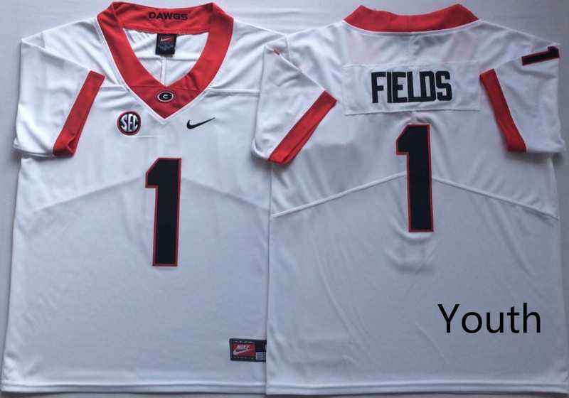 Youth Georgia Bulldogs 1 Justin Fields White Nike College Football Jersey,We sell and wholesale Youth Georgia Bulldogs 1 Justin Fields White Nike College Football Jersey on line form chian!